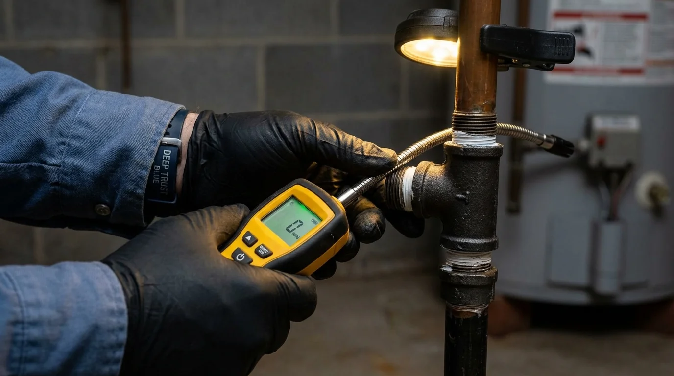Gas leak detection with electronic sniffer by Johns Plumbing LLC in Lockeford